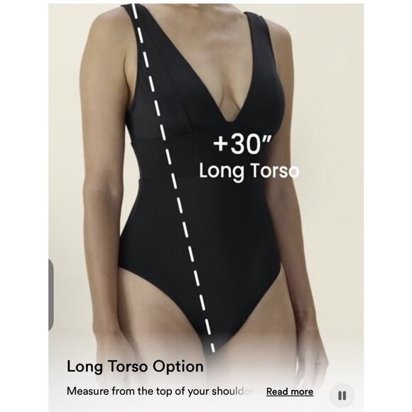 Andie Swim The Mykonos Rib One Piece Long Torso Swimsuit Black size M Tall NEW - Picture 3 of 16
